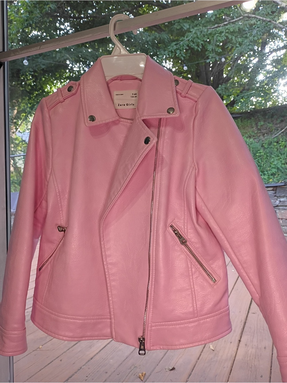 Zara girls pink Faux Leather Moto Jacket for Kids